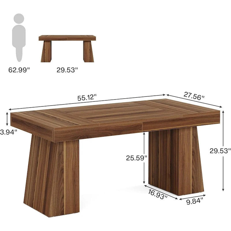 Bureau de direction 55 pouces pour bureau à domicile, bureau d'ordinateur en bois, poste de travail professionnel