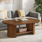 Table basse en bois de 45,2 pouces, table de centre avec 2 étagères