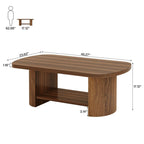 Table basse en bois de 45,2 pouces, table de centre avec 2 étagères