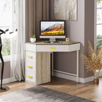 Bureau d'ordinateur d'angle en bois/métal avec 4 tiroirs