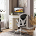 Bureau d'ordinateur d'angle en bois/métal avec 4 tiroirs