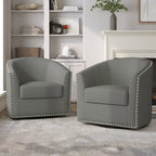 Ensemble de 2 chaises d'appoint pivotantes rembourrées avec clous décoratifs