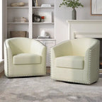 Ensemble de 2 chaises d'appoint pivotantes rembourrées avec clous décoratifs