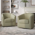 Ensemble de 2 chaises d'appoint pivotantes rembourrées avec clous décoratifs