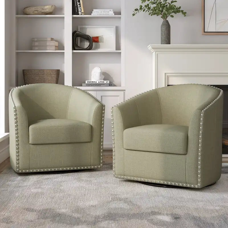 Ensemble de 2 chaises d'appoint pivotantes rembourrées avec clous décoratifs