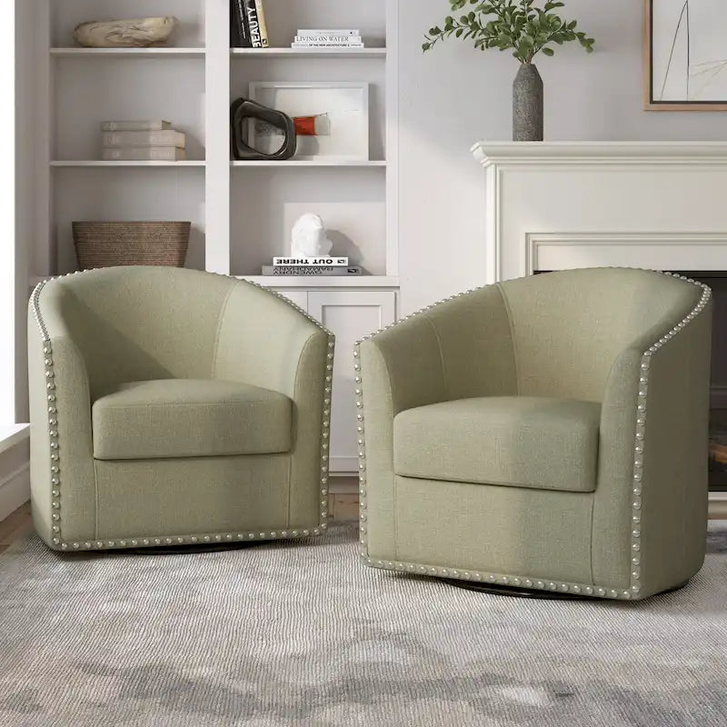 Ensemble de 2 chaises d'appoint pivotantes rembourrées avec clous décoratifs