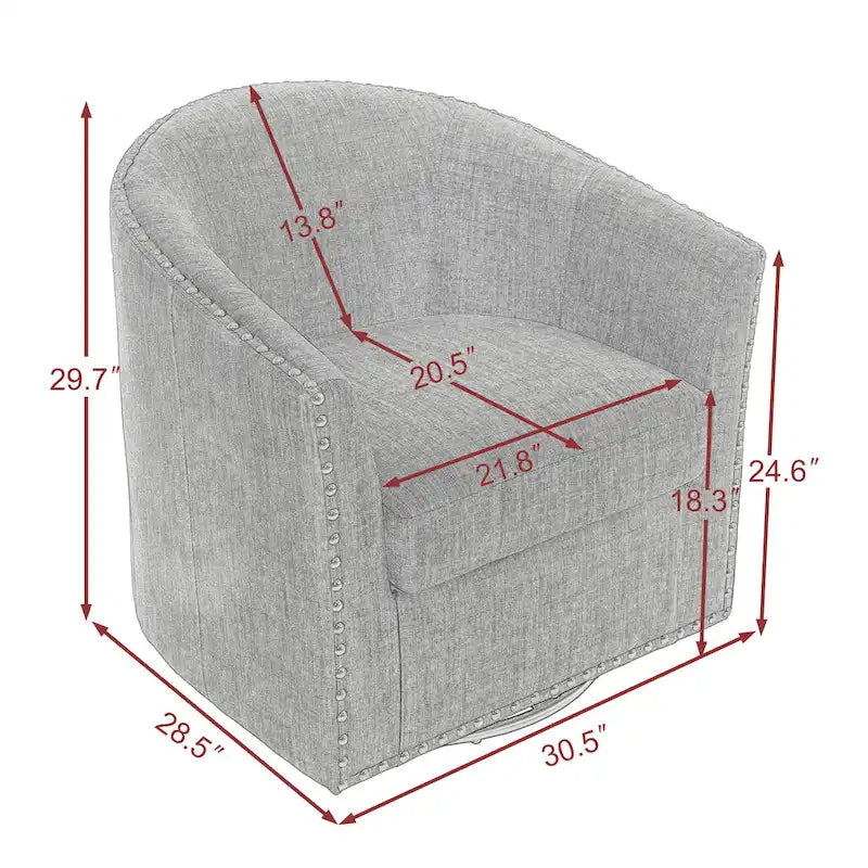 Ensemble de 2 chaises d'appoint pivotantes rembourrées avec clous décoratifs