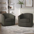 Ensemble de 2 chaises d'appoint pivotantes rembourrées avec clous décoratifs