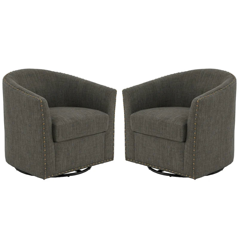 Ensemble de 2 chaises d'appoint pivotantes rembourrées avec clous décoratifs