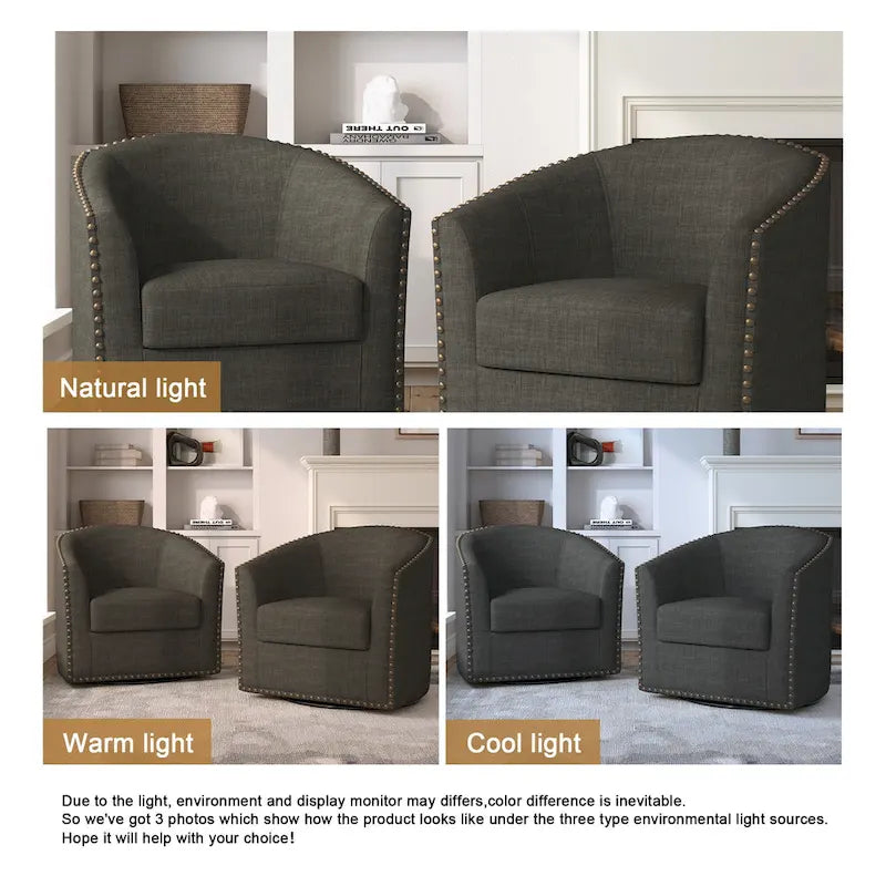 Ensemble de 2 chaises d'appoint pivotantes rembourrées avec clous décoratifs