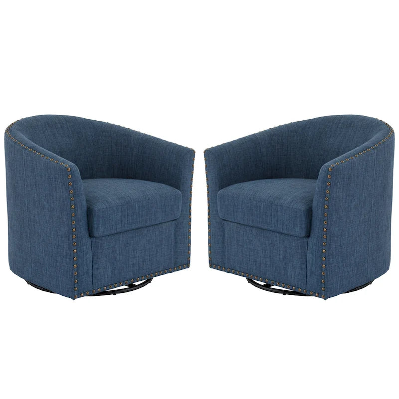 Ensemble de 2 chaises d'appoint pivotantes rembourrées avec clous décoratifs
