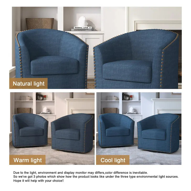 Ensemble de 2 chaises d'appoint pivotantes rembourrées avec clous décoratifs