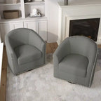 Ensemble de 2 chaises d'appoint pivotantes rembourrées avec clous décoratifs