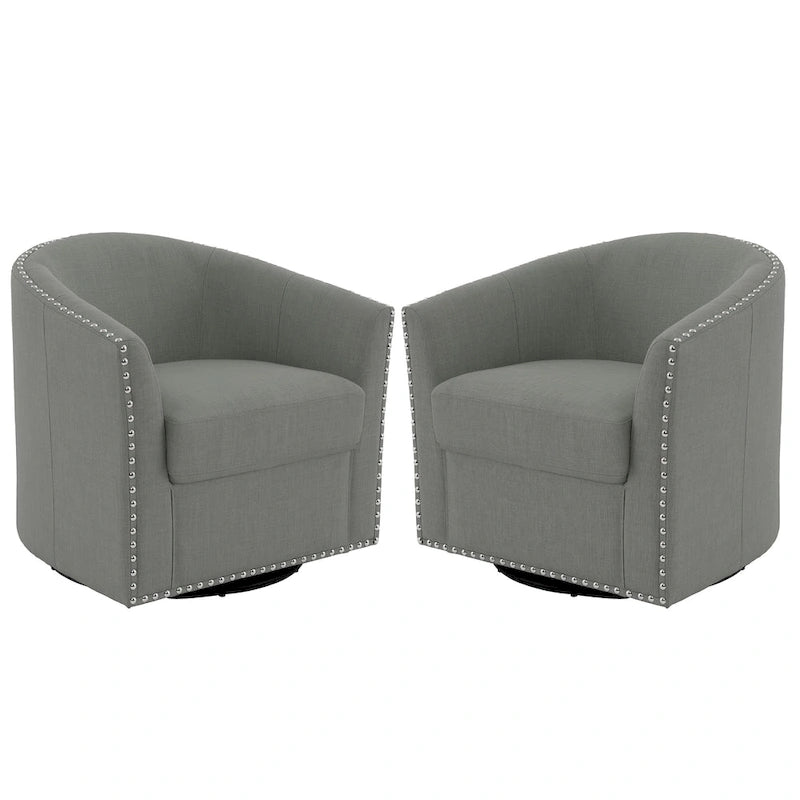 Ensemble de 2 chaises d'appoint pivotantes rembourrées avec clous décoratifs