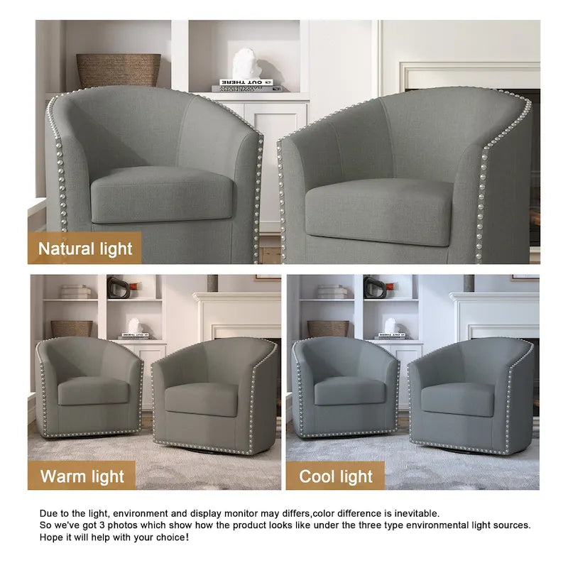 Ensemble de 2 chaises d'appoint pivotantes rembourrées avec clous décoratifs