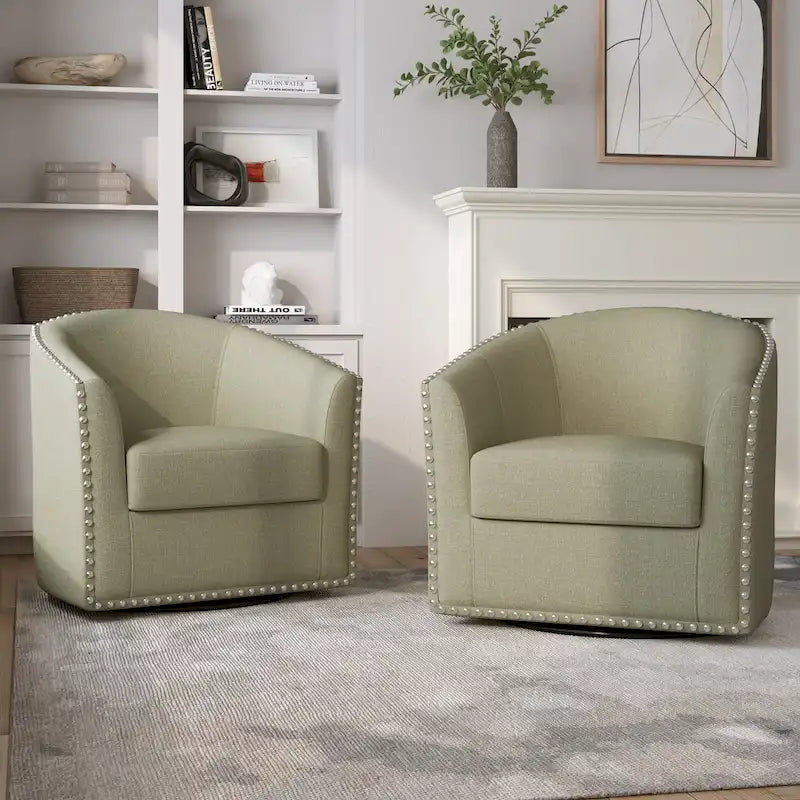 Ensemble de 2 chaises d'appoint pivotantes rembourrées avec clous décoratifs