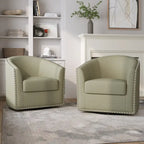 Ensemble de 2 chaises d'appoint pivotantes rembourrées avec clous décoratifs