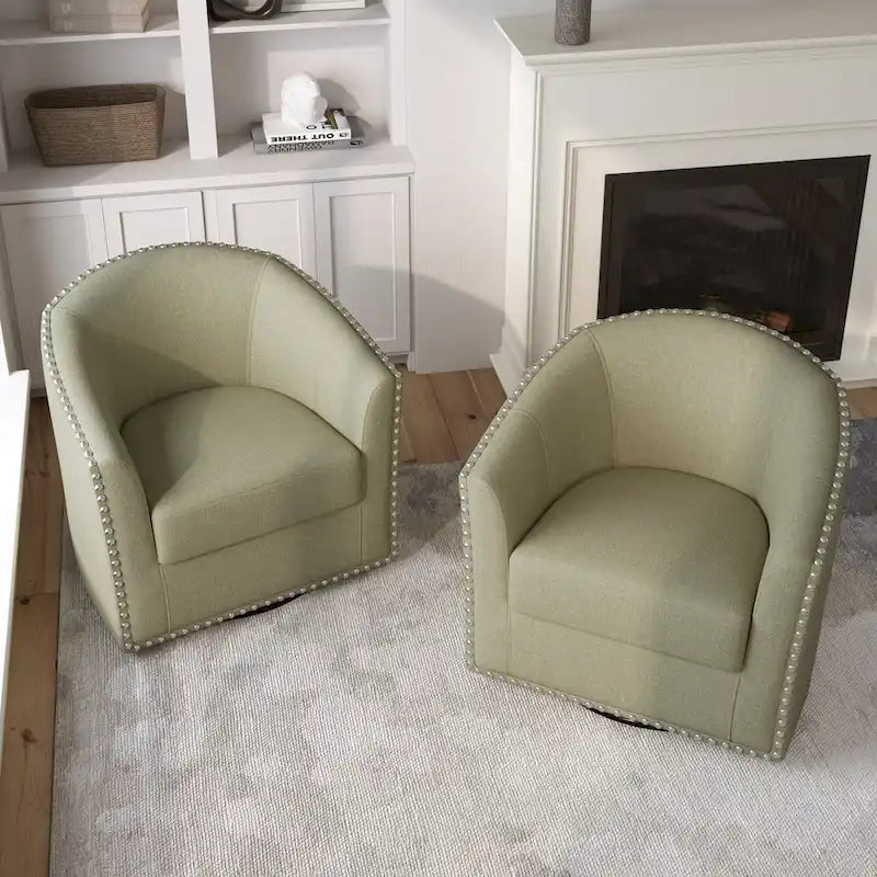Ensemble de 2 chaises d'appoint pivotantes rembourrées avec clous décoratifs