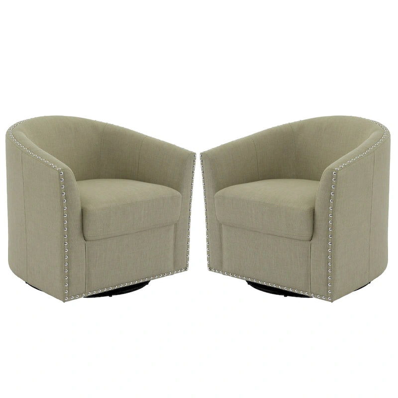 Ensemble de 2 chaises d'appoint pivotantes rembourrées avec clous décoratifs