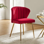 Chaise d'appoint de salle à manger moderne capitonnée Luna Modern Glam avec petit piétement par HULALA HOME