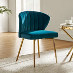 Chaise d'appoint de salle à manger moderne capitonnée Luna Modern Glam avec petit piétement par HULALA HOME