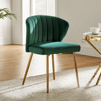 Chaise d'appoint de salle à manger moderne capitonnée Luna Modern Glam avec petit piétement par HULALA HOME