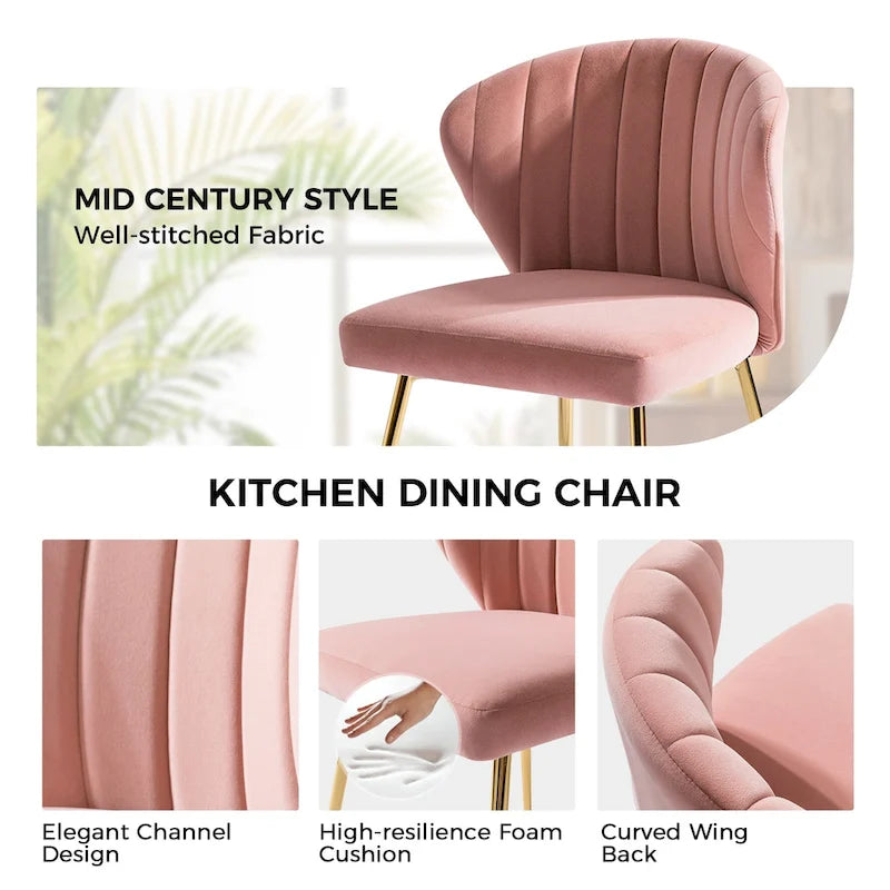 Chaise d'appoint de salle à manger moderne capitonnée Luna Modern Glam avec petit piétement par HULALA HOME