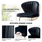 Chaise d'appoint de salle à manger moderne capitonnée Luna Modern Glam avec petit piétement par HULALA HOME