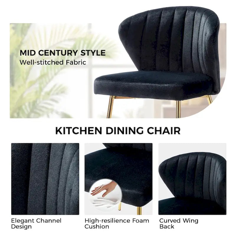Chaise d'appoint de salle à manger moderne capitonnée Luna Modern Glam avec petit piétement par HULALA HOME