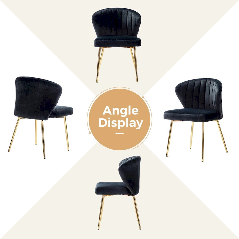 Chaise d'appoint de salle à manger moderne capitonnée Luna Modern Glam avec petit piétement par HULALA HOME