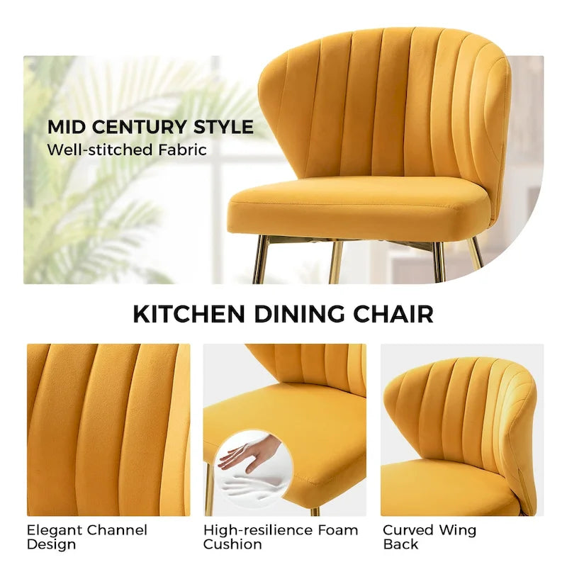 Chaise d'appoint de salle à manger moderne capitonnée Luna Modern Glam avec petit piétement par HULALA HOME