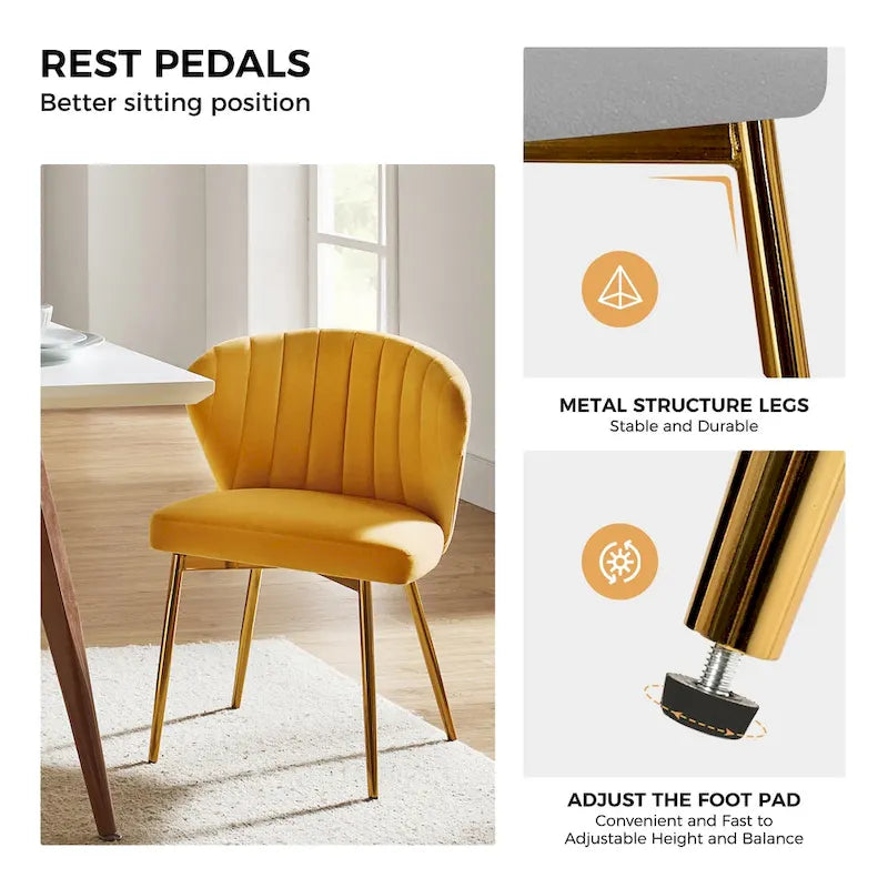 Chaise d'appoint de salle à manger moderne capitonnée Luna Modern Glam avec petit piétement par HULALA HOME