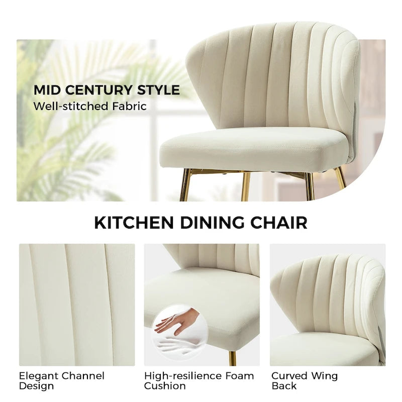 Chaise d'appoint de salle à manger moderne capitonnée Luna Modern Glam avec petit piétement par HULALA HOME