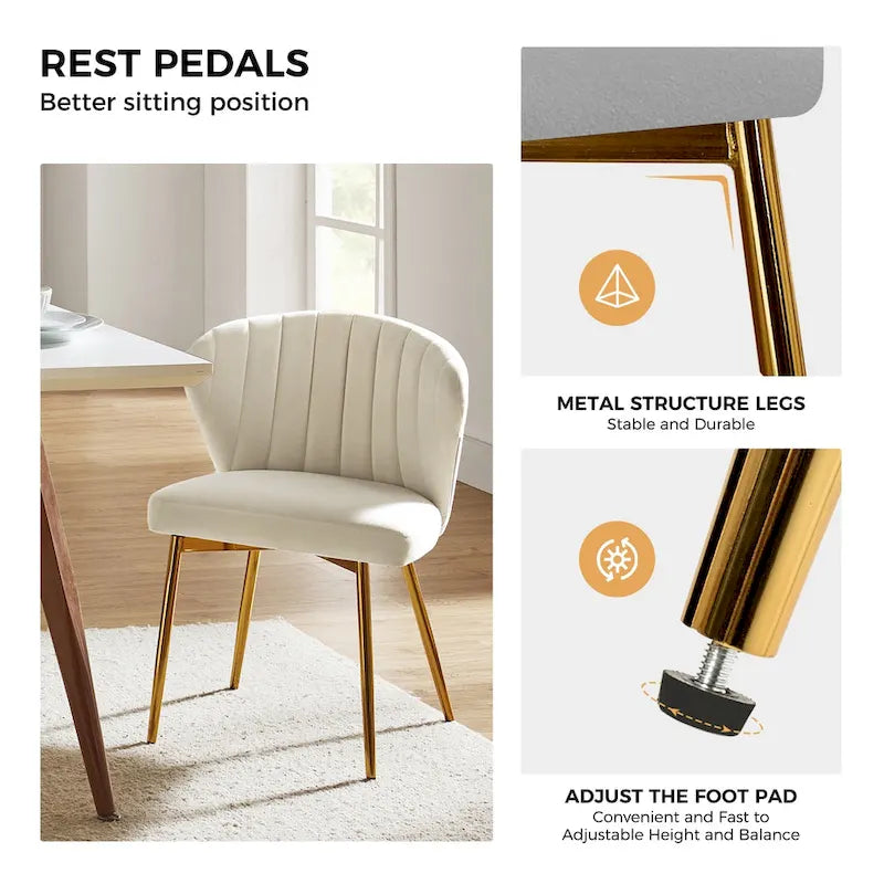 Chaise d'appoint de salle à manger moderne capitonnée Luna Modern Glam avec petit piétement par HULALA HOME