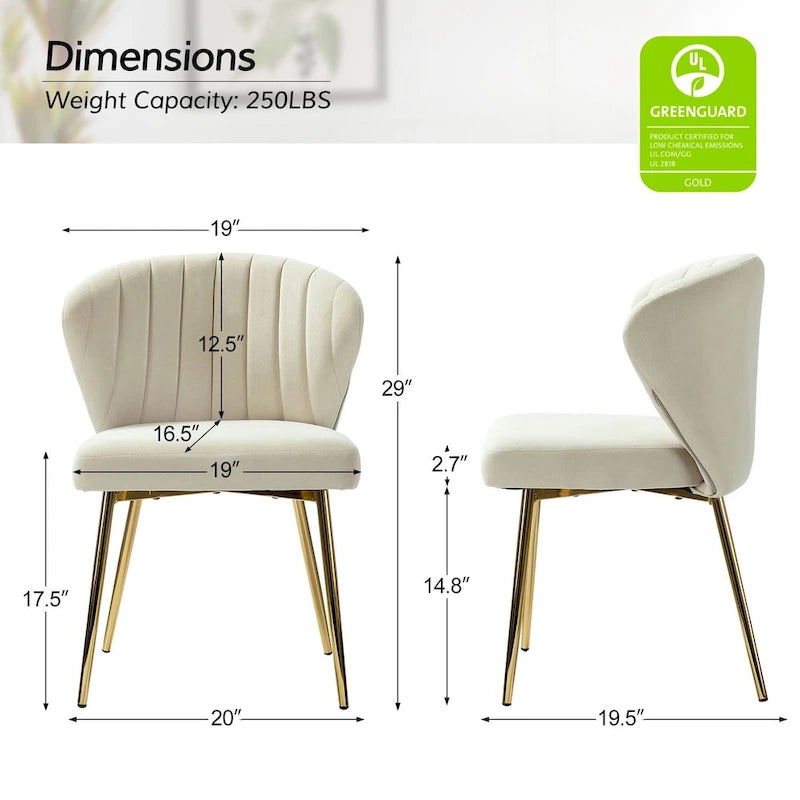 Chaise d'appoint de salle à manger moderne capitonnée Luna Modern Glam avec petit piétement par HULALA HOME