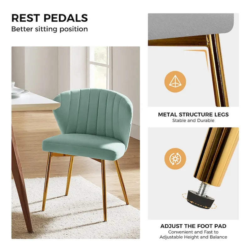Chaise d'appoint de salle à manger moderne capitonnée Luna Modern Glam avec petit piétement par HULALA HOME