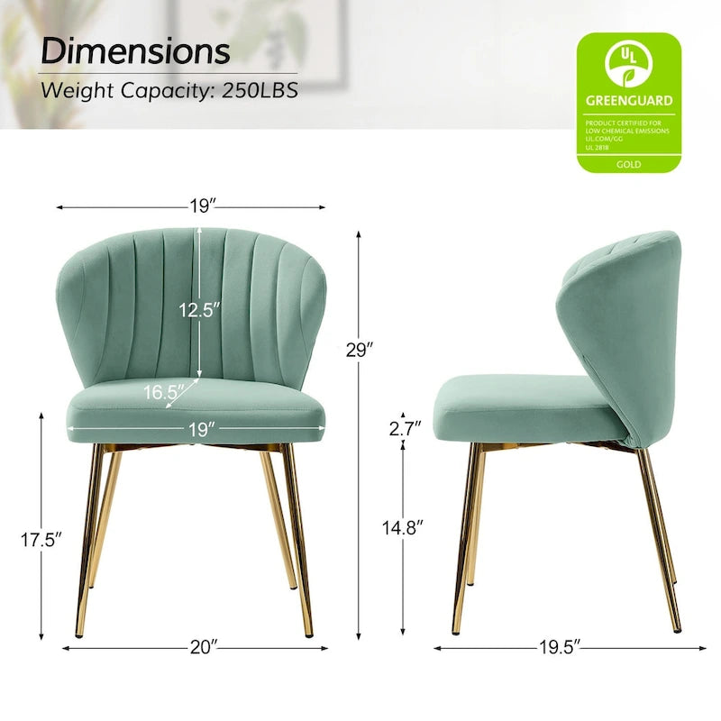 Chaise d'appoint de salle à manger moderne capitonnée Luna Modern Glam avec petit piétement par HULALA HOME