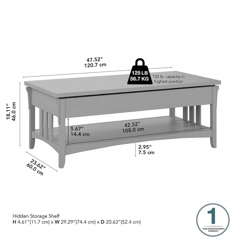 Table basse relevable avec rangement Salinas par Bush Furniture