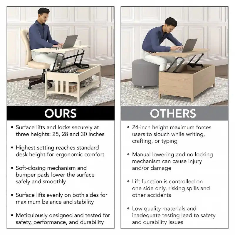 Table basse relevable avec rangement Salinas par Bush Furniture