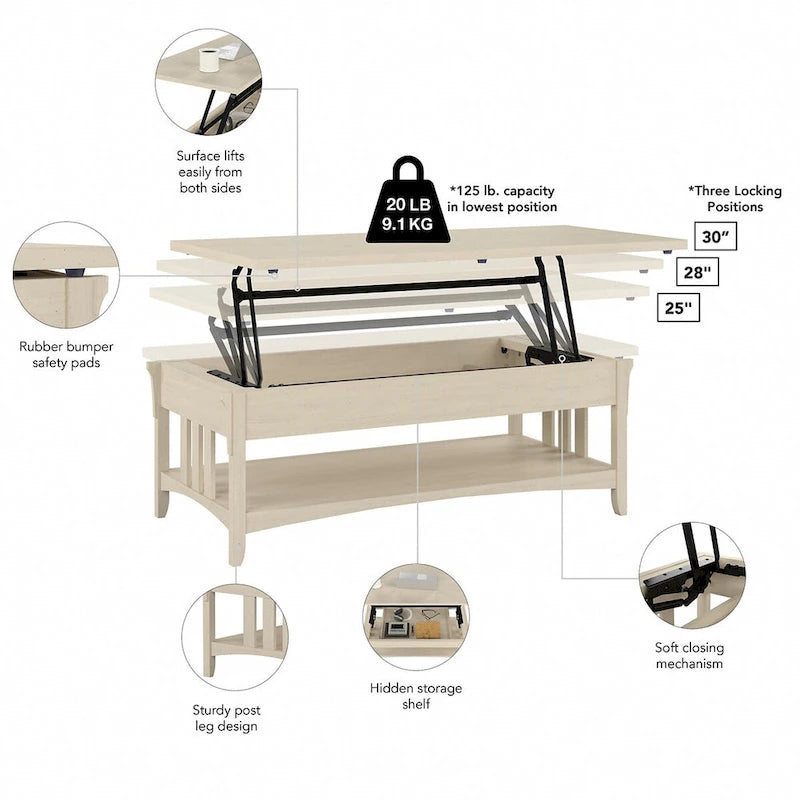 Table basse relevable avec rangement Salinas par Bush Furniture