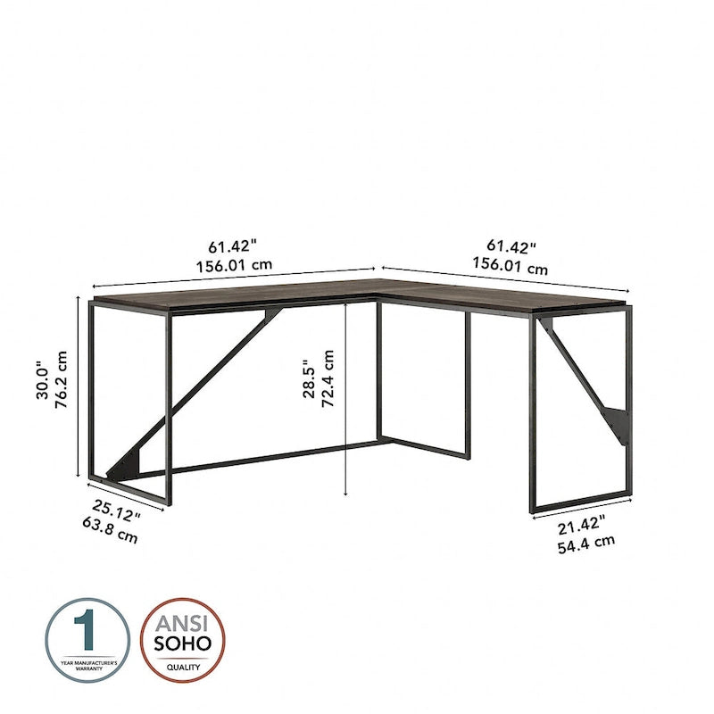 Bush Furniture Refinery Bureau d'angle industriel 62W
