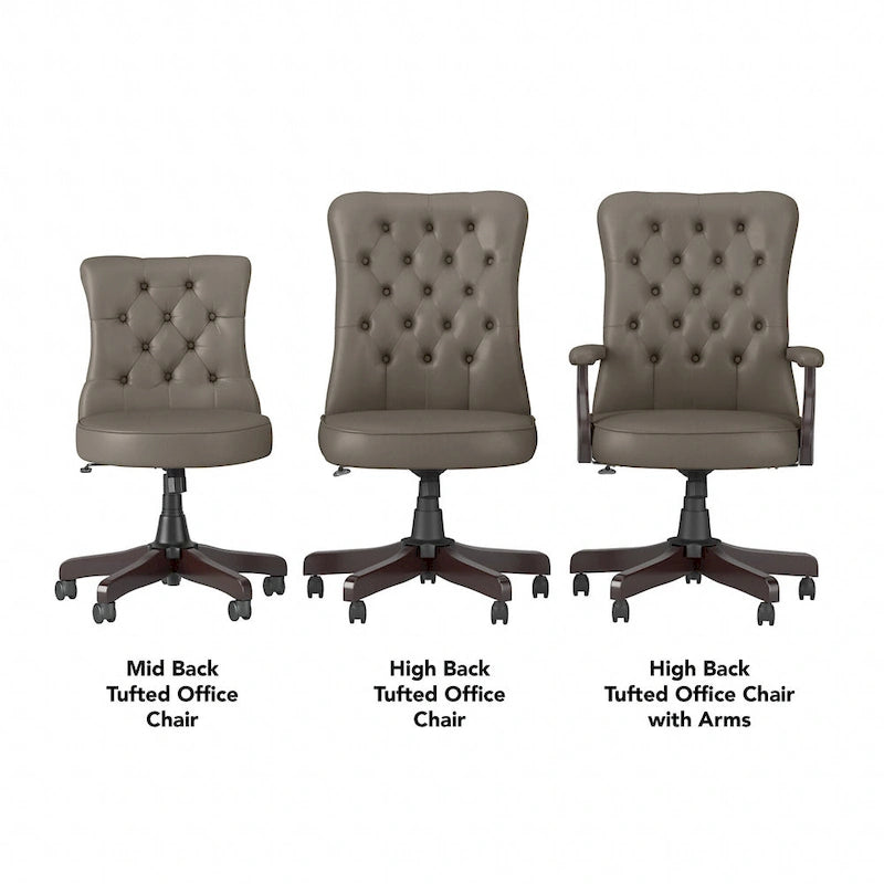 Chaise de bureau capitonnée à dossier haut Salinas avec accoudoirs par Bush Furniture