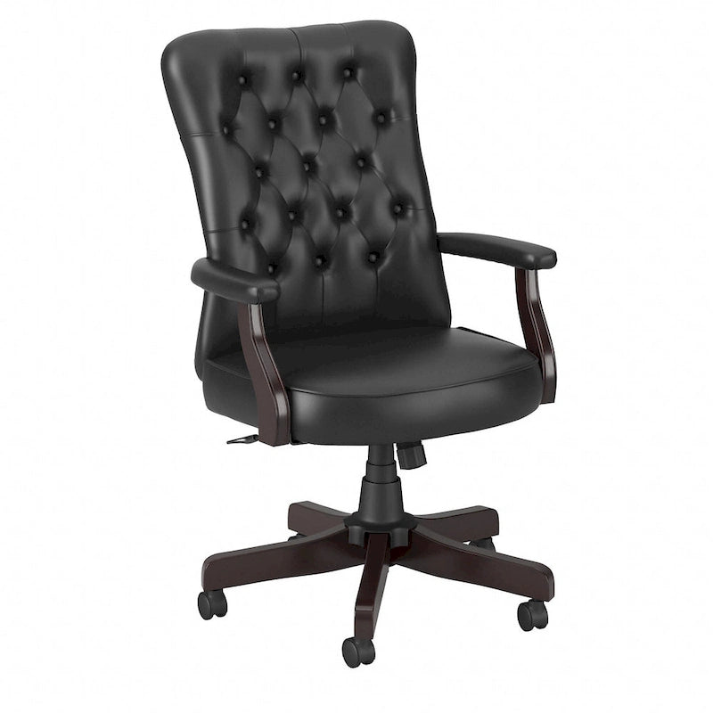 Chaise de bureau capitonnée à dossier haut Salinas avec accoudoirs par Bush Furniture