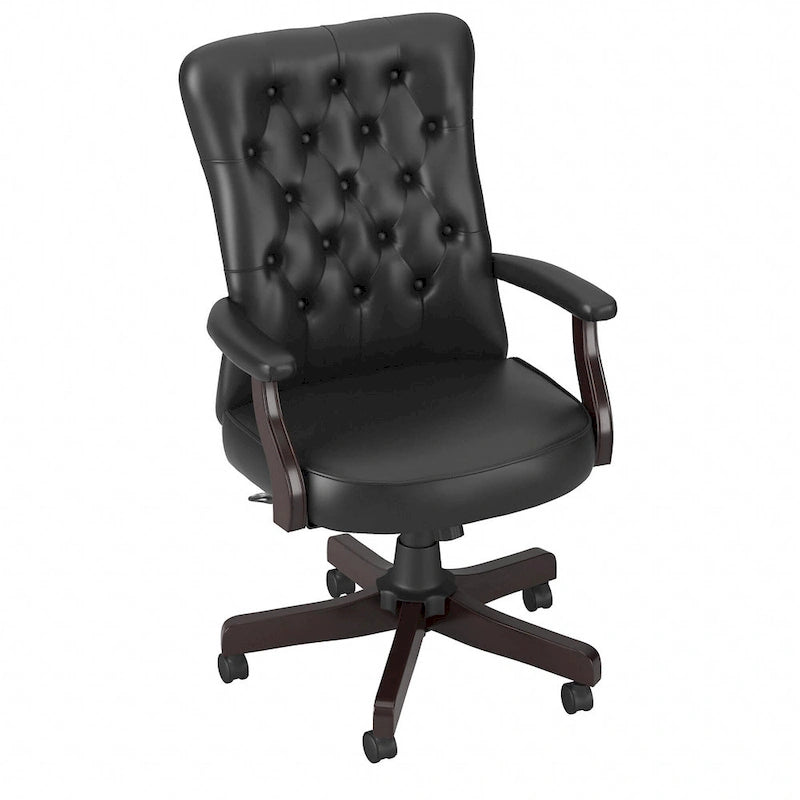 Chaise de bureau capitonnée à dossier haut Salinas avec accoudoirs par Bush Furniture