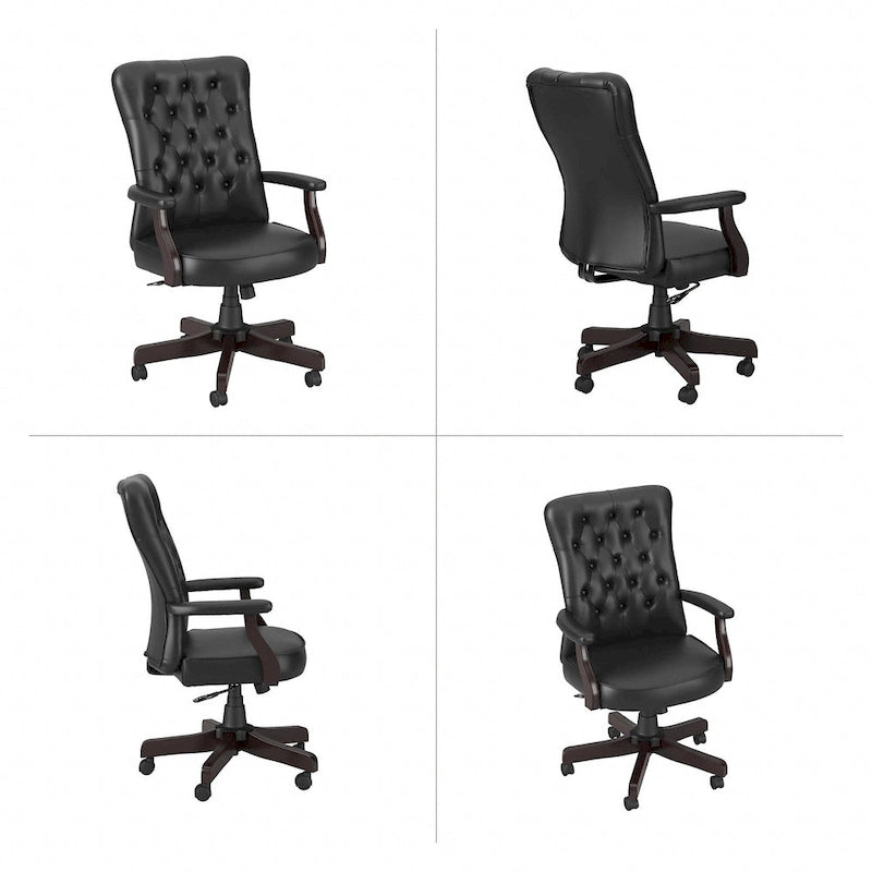 Chaise de bureau capitonnée à dossier haut Salinas avec accoudoirs par Bush Furniture