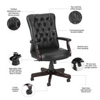 Chaise de bureau capitonnée à dossier haut Salinas avec accoudoirs par Bush Furniture