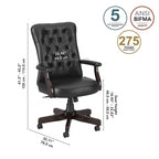 Chaise de bureau capitonnée à dossier haut Salinas avec accoudoirs par Bush Furniture