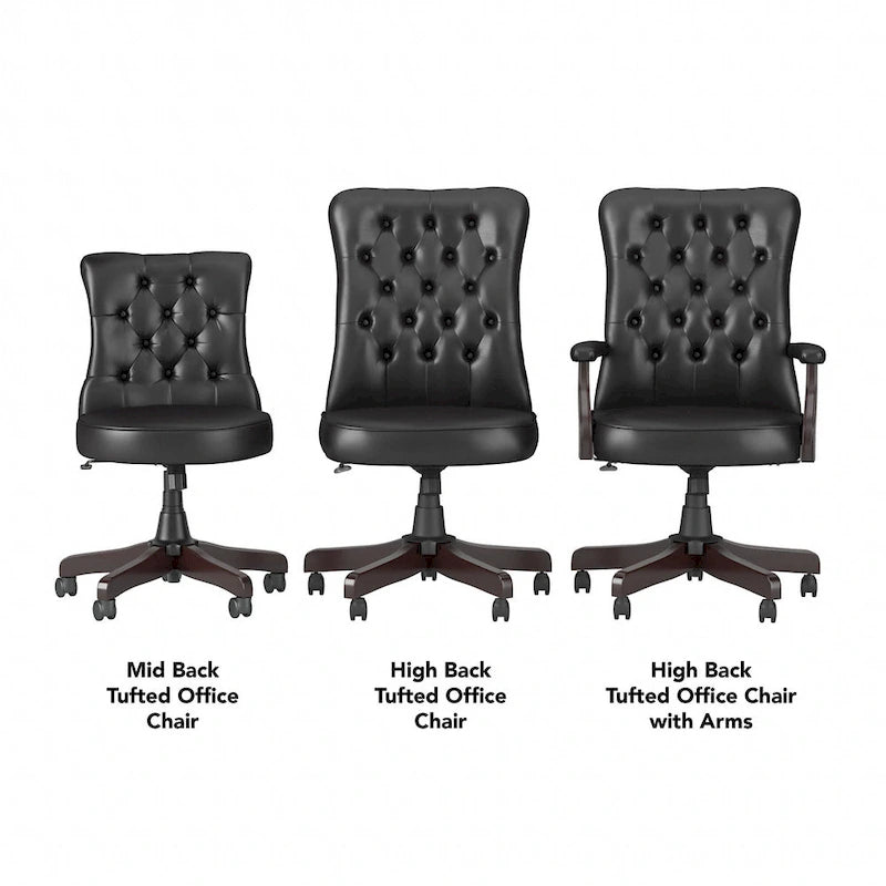 Chaise de bureau capitonnée à dossier haut Salinas avec accoudoirs par Bush Furniture