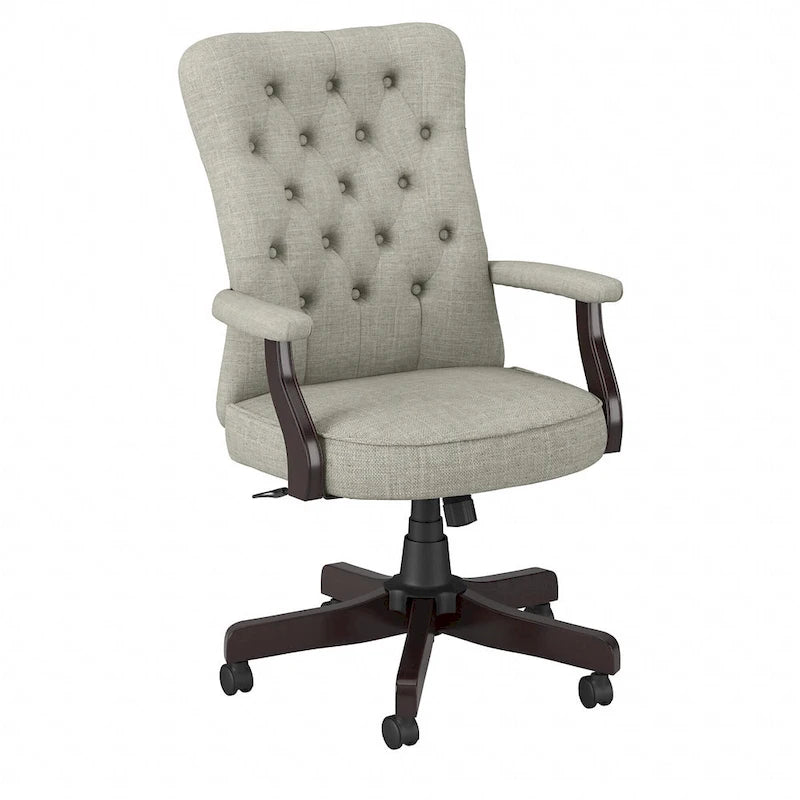 Chaise de bureau capitonnée à dossier haut Salinas avec accoudoirs par Bush Furniture