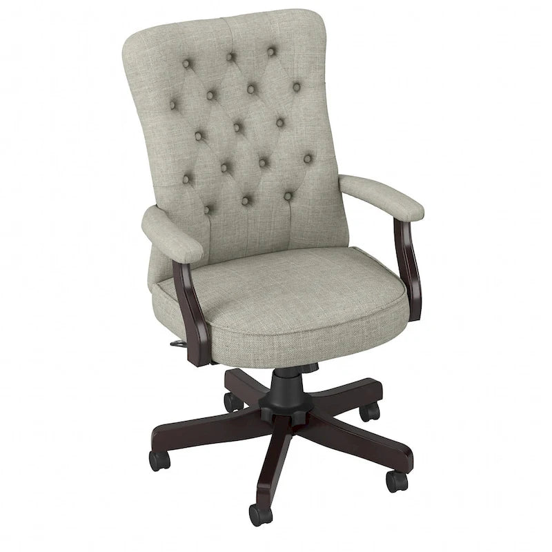 Chaise de bureau capitonnée à dossier haut Salinas avec accoudoirs par Bush Furniture